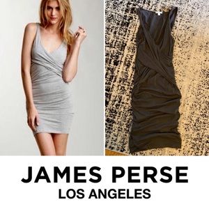 Dark Grey Cross Front Rouched Mini Dress